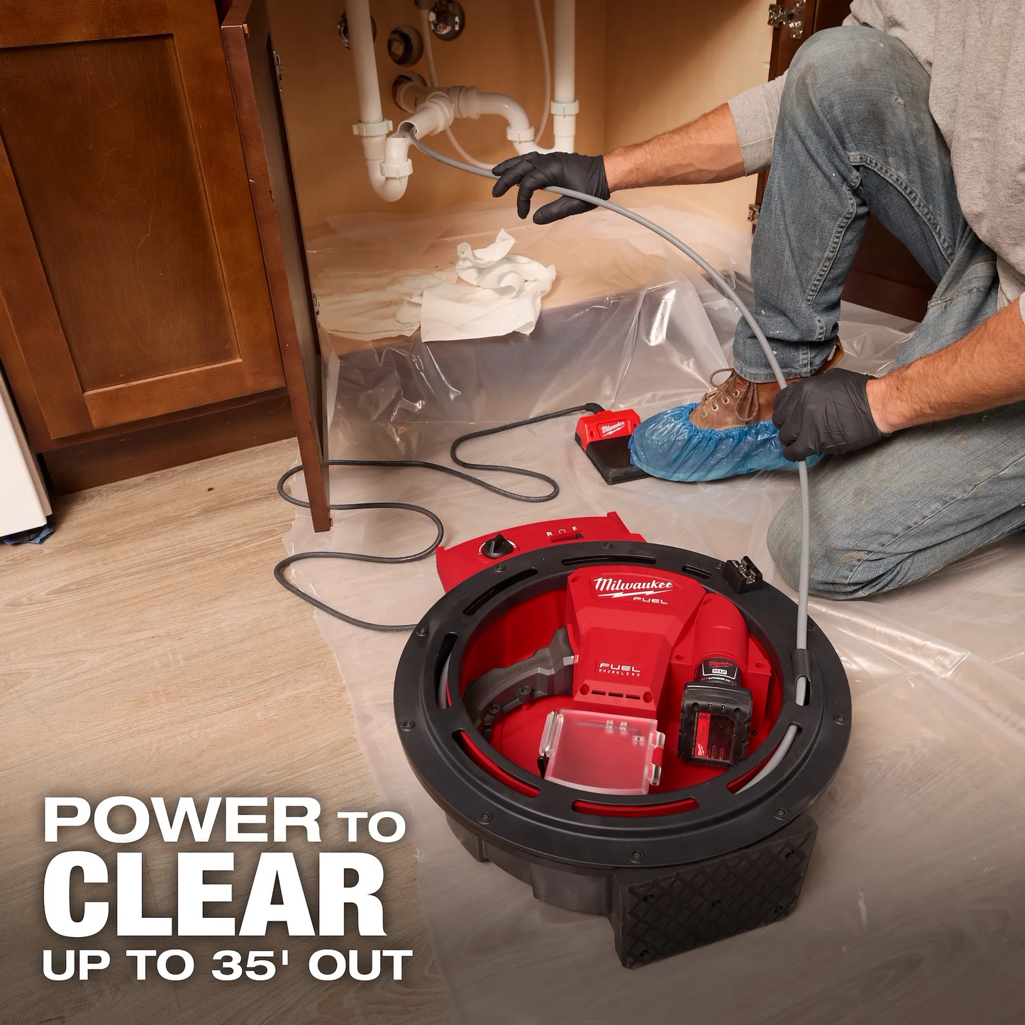 Milwaukee 2519-21 Chaîne serpent haute vitesse M12 FUEL pour tuyaux de 1-1/4" à 2" (Câble 1/4'' - 35' longueur) | (Milwaukee 2519-21)