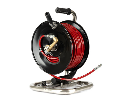 Heavy-Duty Deluxe Hand-Carry Hose Reel w/ Stainless-Steel Frame/Handle (FOR 1/4"-3/8" Jetting Hose)