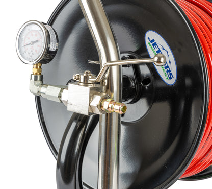 Heavy-Duty Deluxe Hand-Carry Hose Reel w/ Stainless-Steel Frame/Handle (FOR 1/4"-3/8" Jetting Hose)