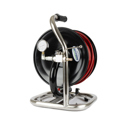 Heavy-Duty Deluxe Hand-Carry Hose Reel w/ Stainless-Steel Frame/Handle (FOR 1/4"-3/8" Jetting Hose)