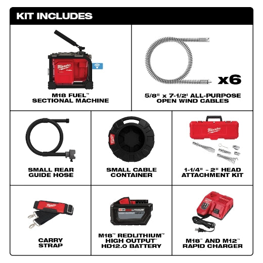 Machine sectionnelle Milwaukee M18 FUEL avec câble 5/8 po (2818B-21)