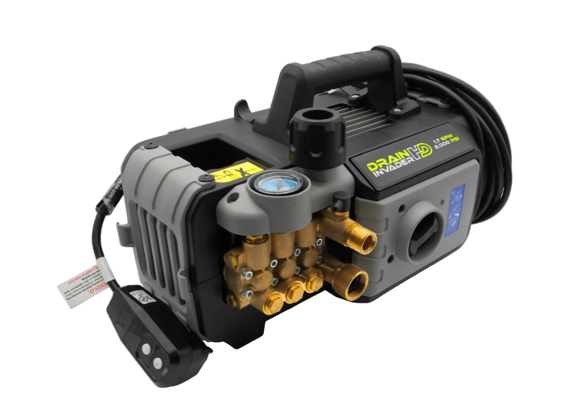 Nettoyeur d'égouts électrique portatif Drain Invader HD 2 000 psi (1,7 gal/min) avec pompe robuste