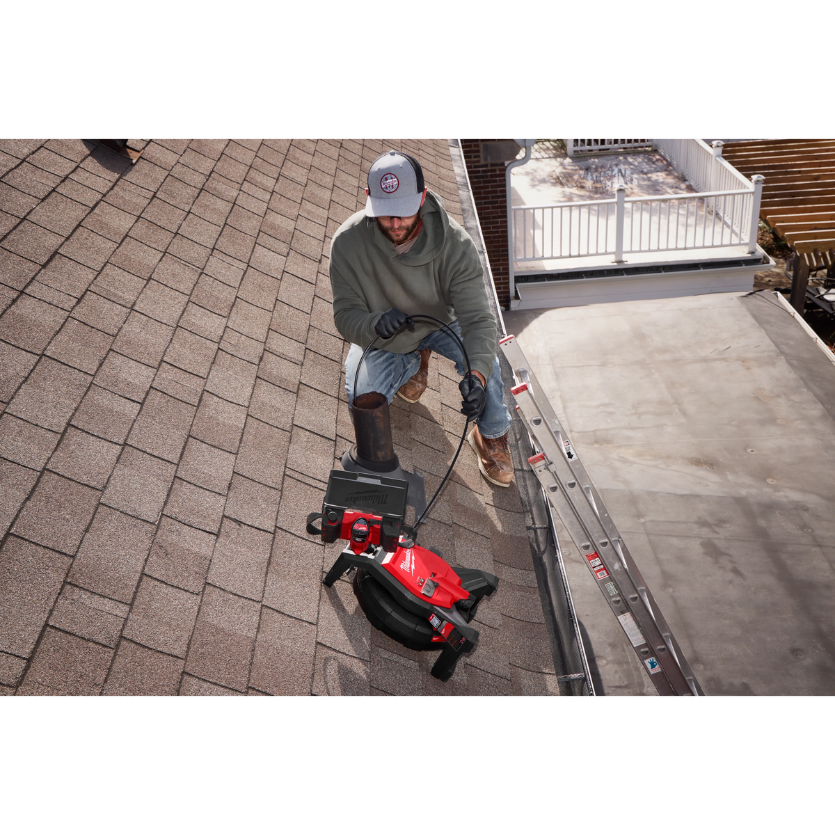Milwaukee M12 inspection camera in use on a jobsite