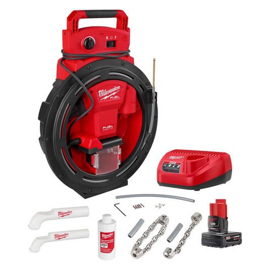 Milwaukee 2519-21 Chaîne serpent haute vitesse M12 FUEL pour tuyaux de 1-1/4" à 2" (Câble 1/4'' - 35' longueur) | (Milwaukee 2519-21)