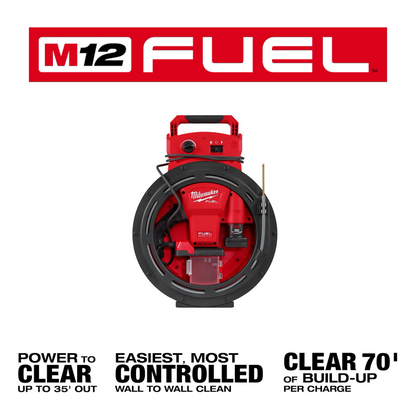 M12 FUEL™ High Speed Chain Snake for 1-1/4”-2” Pipes (1/4" cable - 35' length) | (Milwaukee 2519-21)