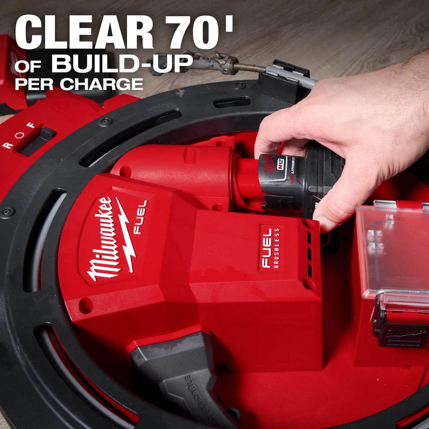 M12 FUEL™ High Speed Chain Snake for 1-1/4”-2” Pipes (1/4" cable - 35' length) | (Milwaukee 2519-21)